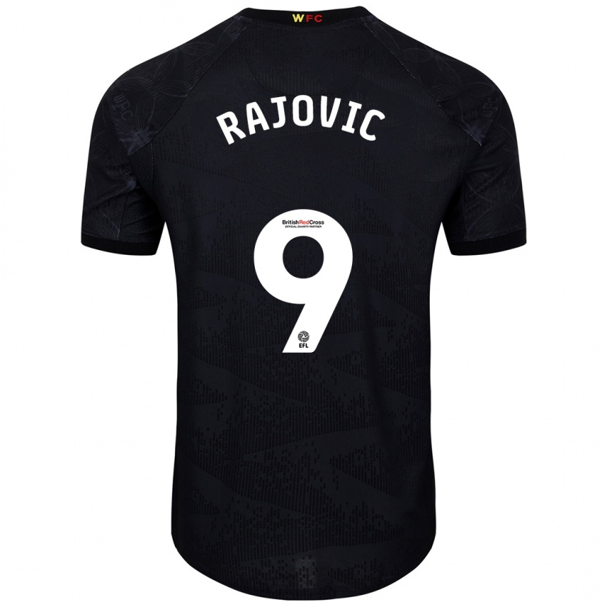 Hombre Camiseta Mileta Rajovic #9 Negro Blanco 2ª Equipación 2024/25 La Camisa