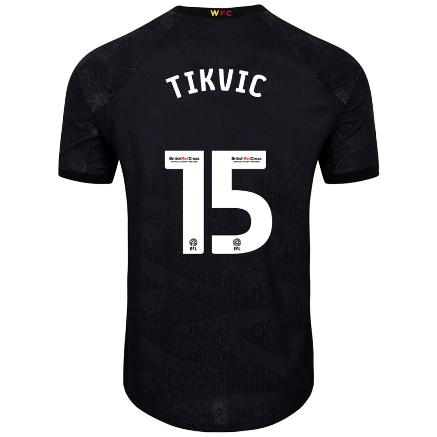 Hombre Camiseta Antonio Tikvic #15 Negro Blanco 2ª Equipación 2024/25 La Camisa