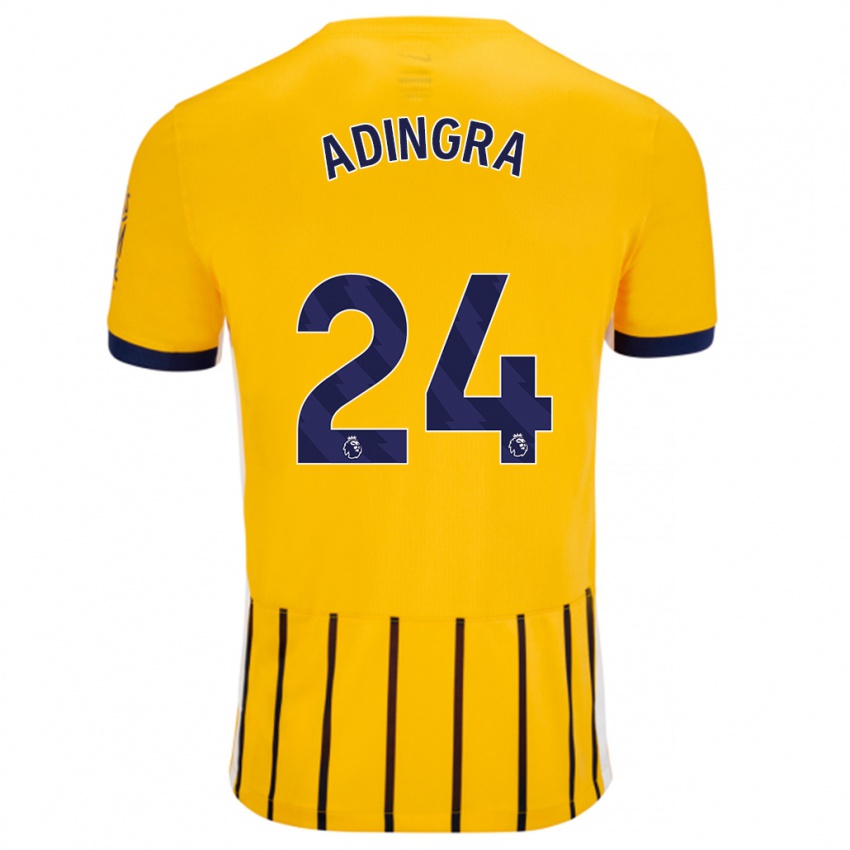 Hombre Camiseta Simon Adingra #24 Dorado Azul Rayas 2ª Equipación 2024/25 La Camisa