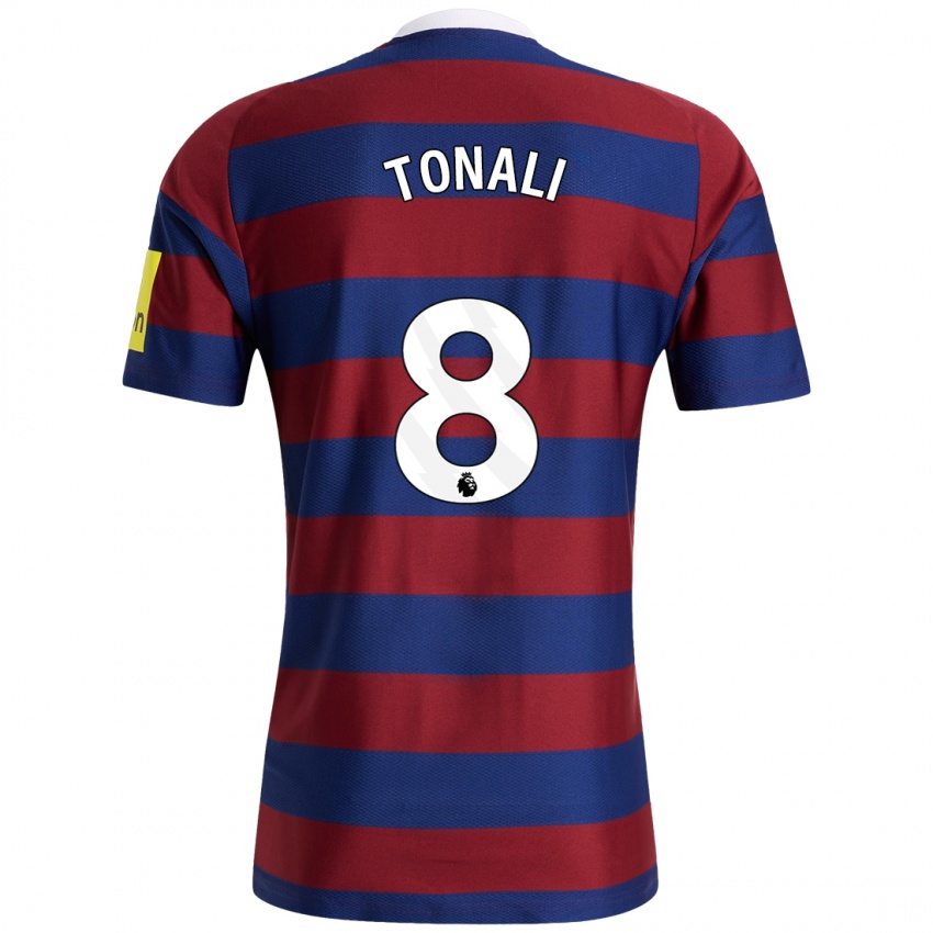 Hombre Camiseta Sandro Tonali #8 Burdeos Azul Marino 2ª Equipación 2024/25 La Camisa