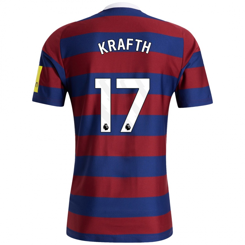 Hombre Camiseta Emil Krafth #17 Burdeos Azul Marino 2ª Equipación 2024/25 La Camisa