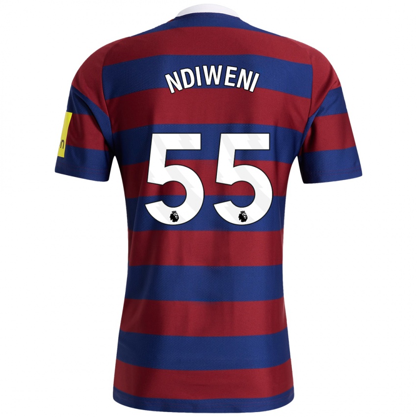 Hombre Camiseta Michael Ndiweni #55 Burdeos Azul Marino 2ª Equipación 2024/25 La Camisa