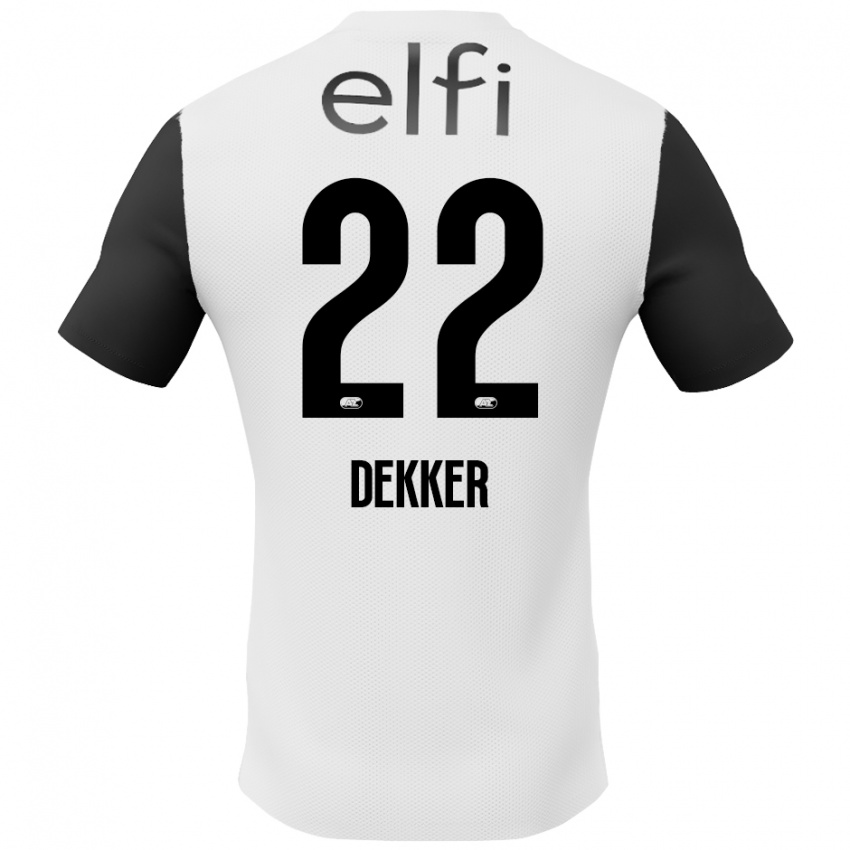 Hombre Camiseta Maxim Dekker #22 Blanco Negro 2ª Equipación 2024/25 La Camisa