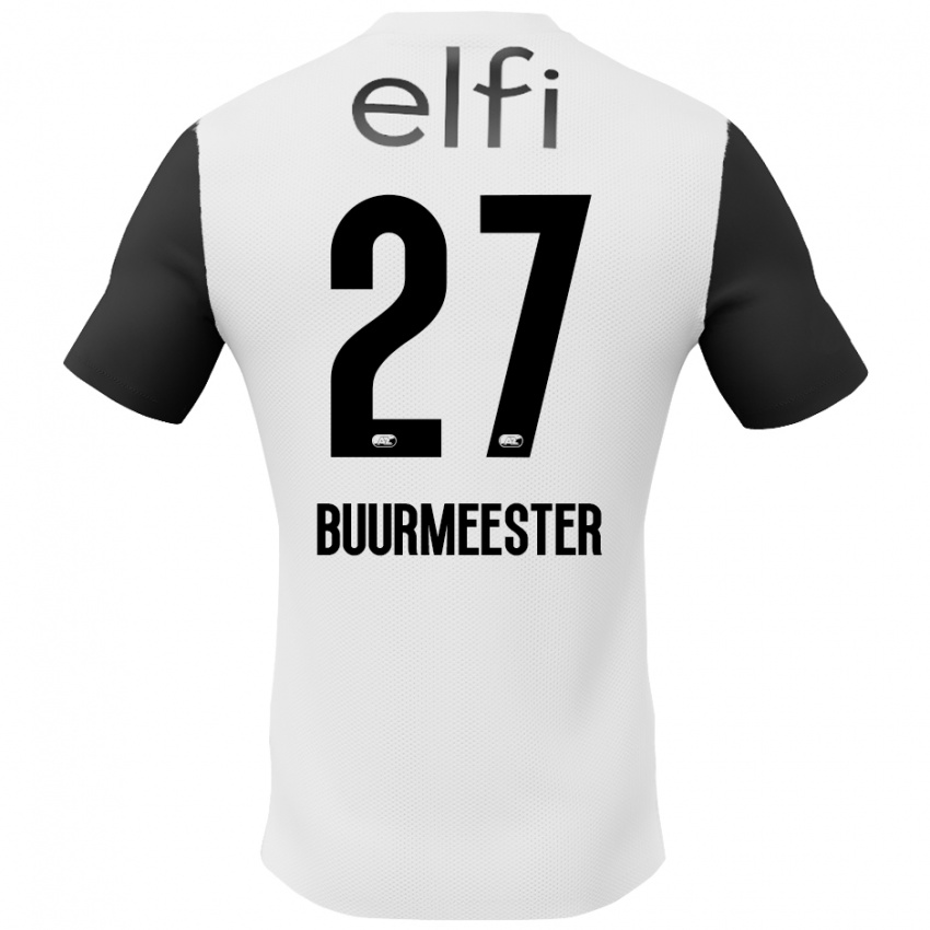 Hombre Camiseta Zico Buurmeester #27 Blanco Negro 2ª Equipación 2024/25 La Camisa