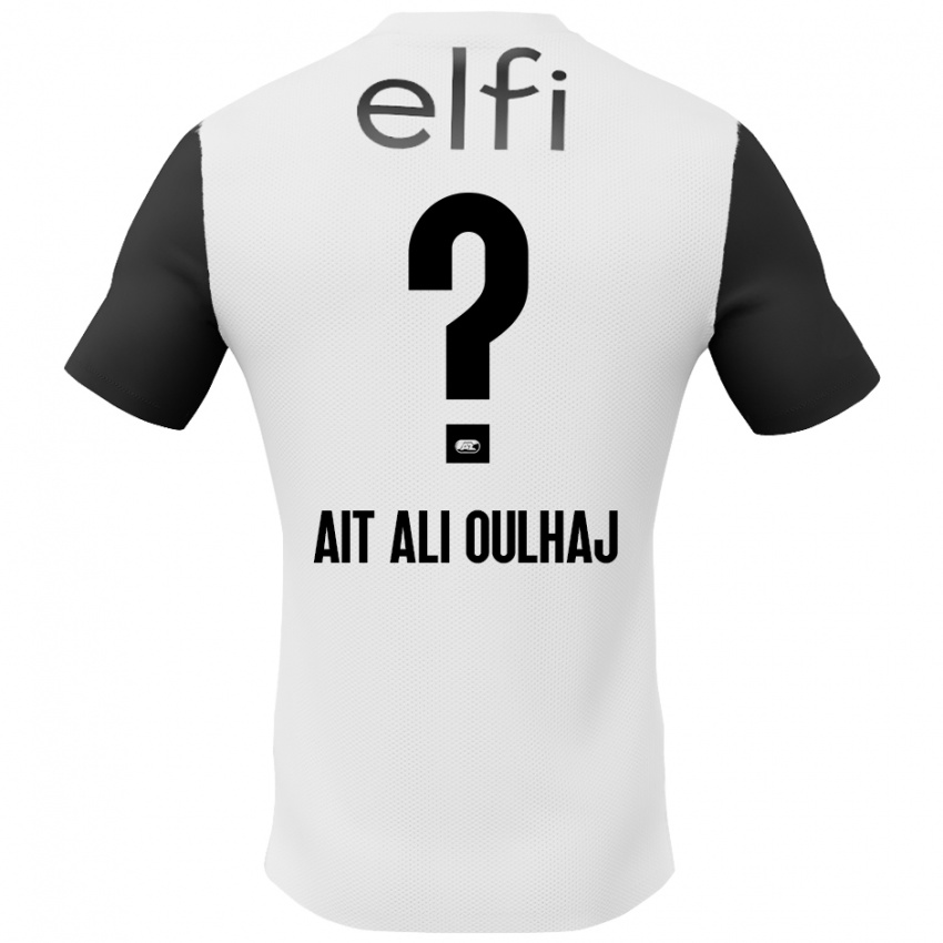 Hombre Camiseta Adam Ait Ali Oulhaj #0 Blanco Negro 2ª Equipación 2024/25 La Camisa