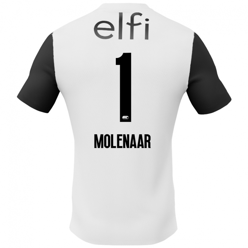 Hombre Camiseta Finn Molenaar #1 Blanco Negro 2ª Equipación 2024/25 La Camisa