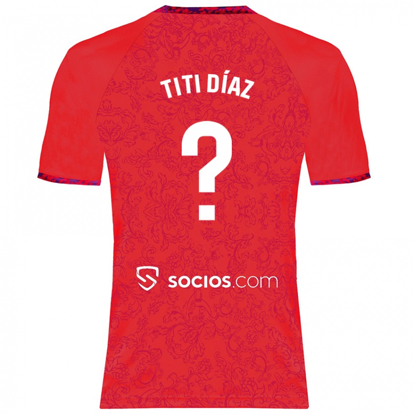 Hombre Camiseta Titi Díaz #0 Rojo 2ª Equipación 2024/25 La Camisa