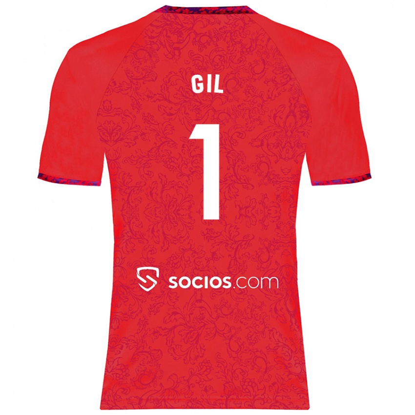 Hombre Camiseta David Gil #1 Rojo 2ª Equipación 2024/25 La Camisa