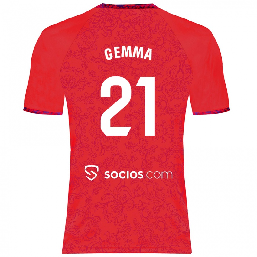 Hombre Camiseta Gemma Gili Giner #21 Rojo 2ª Equipación 2024/25 La Camisa