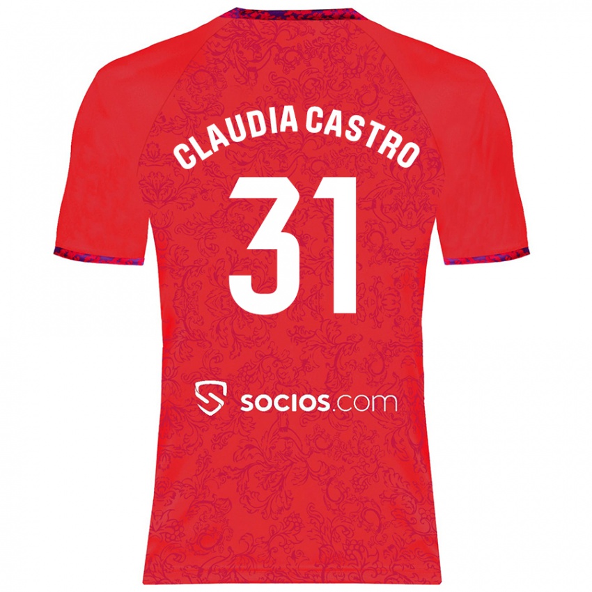 Hombre Camiseta Claudia Castro Romero #31 Rojo 2ª Equipación 2024/25 La Camisa