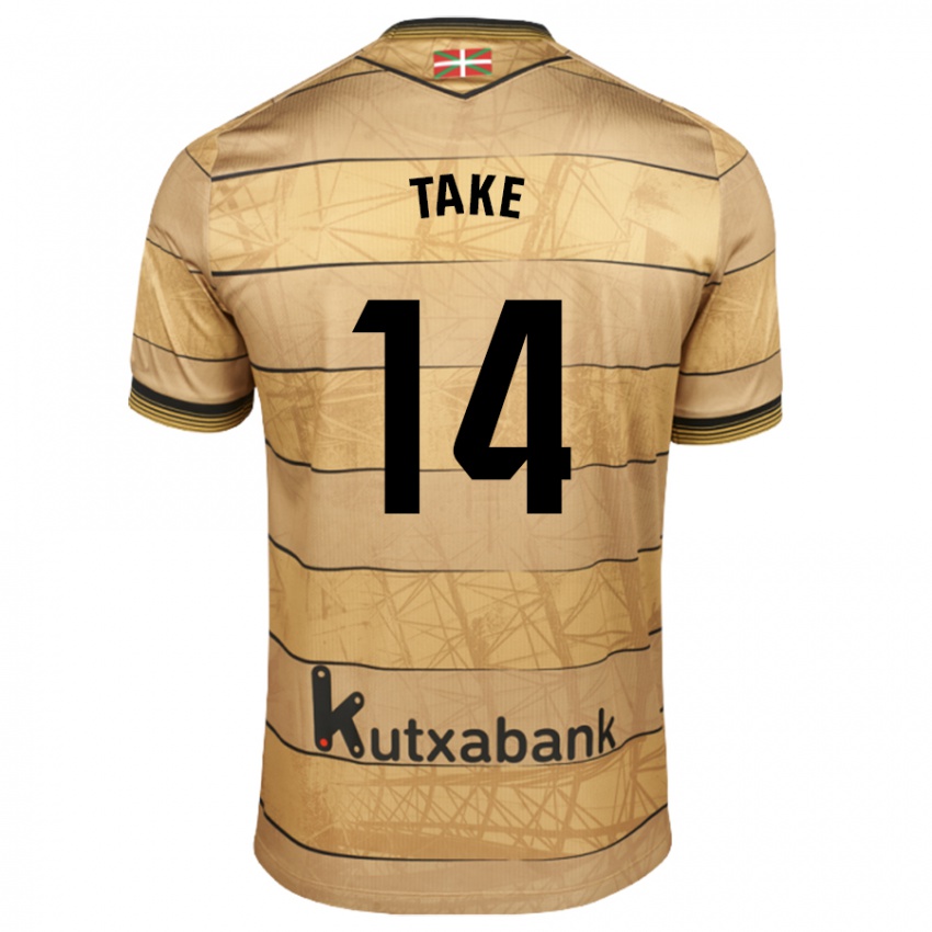 Hombre Camiseta Takefusa Kubo #14 Marrón 2ª Equipación 2024/25 La Camisa