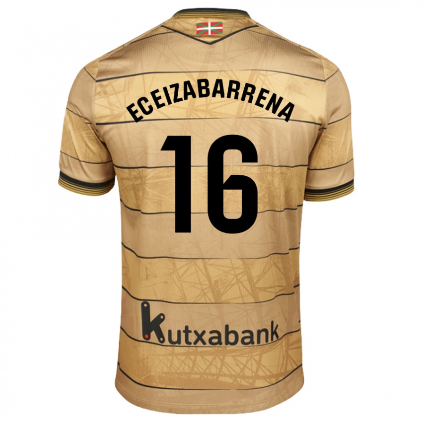 Hombre Camiseta Jon Eceizabarrena #16 Marrón 2ª Equipación 2024/25 La Camisa