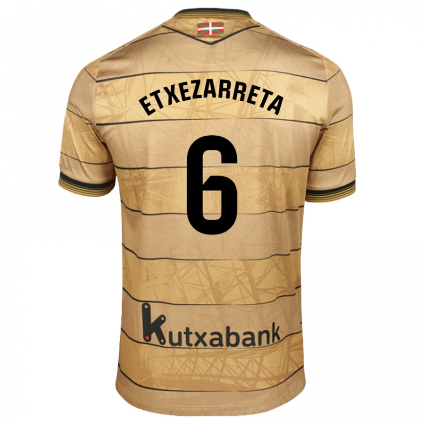 Hombre Camiseta Ane Etxezarreta Aierbe #6 Marrón 2ª Equipación 2024/25 La Camisa