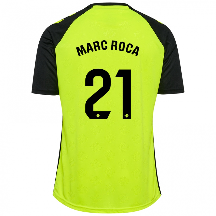 Hombre Camiseta Marc Roca #21 Amarillo Fluorescente Negro 2ª Equipación 2024/25 La Camisa