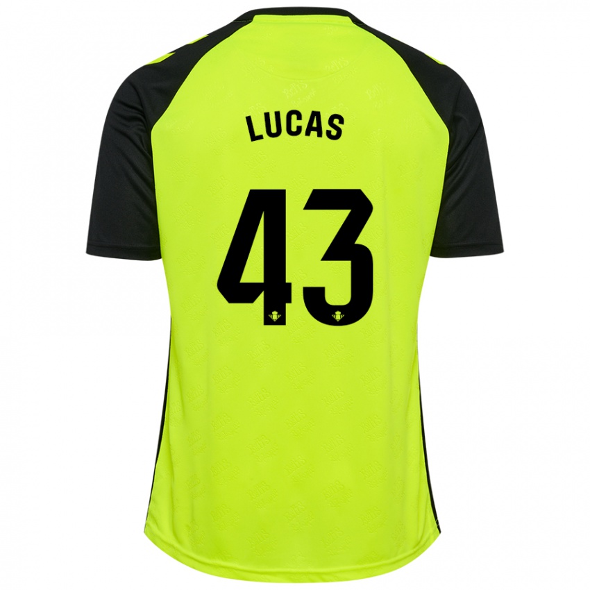 Hombre Camiseta Lucas Alcázar #43 Amarillo Fluorescente Negro 2ª Equipación 2024/25 La Camisa