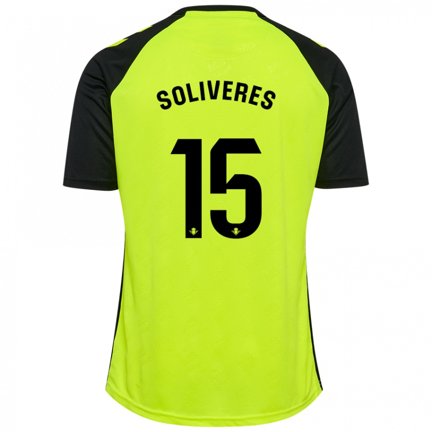 Hombre Camiseta Gema Soliveres #15 Amarillo Fluorescente Negro 2ª Equipación 2024/25 La Camisa