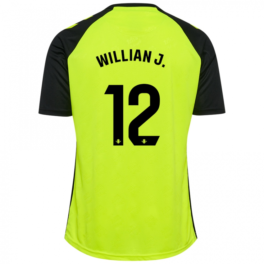 Hombre Camiseta Willian Jose #12 Amarillo Fluorescente Negro 2ª Equipación 2024/25 La Camisa