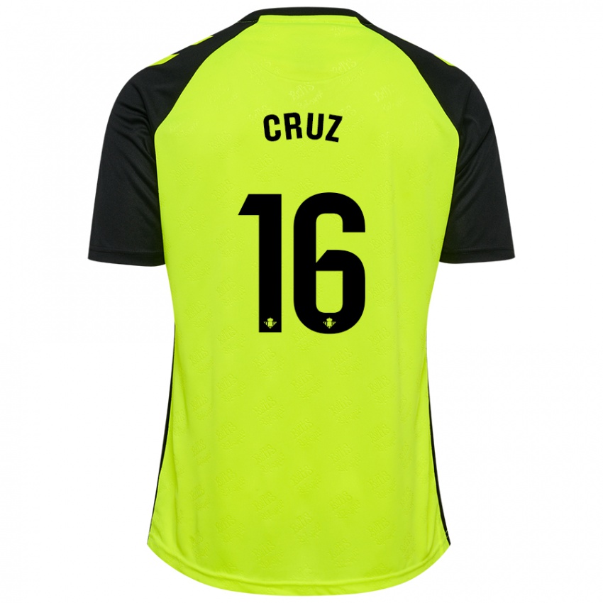 Hombre Camiseta Juan Cruz #16 Amarillo Fluorescente Negro 2ª Equipación 2024/25 La Camisa