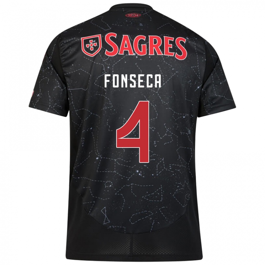 Hombre Camiseta João Fonseca #4 Negro Rojo 2ª Equipación 2024/25 La Camisa