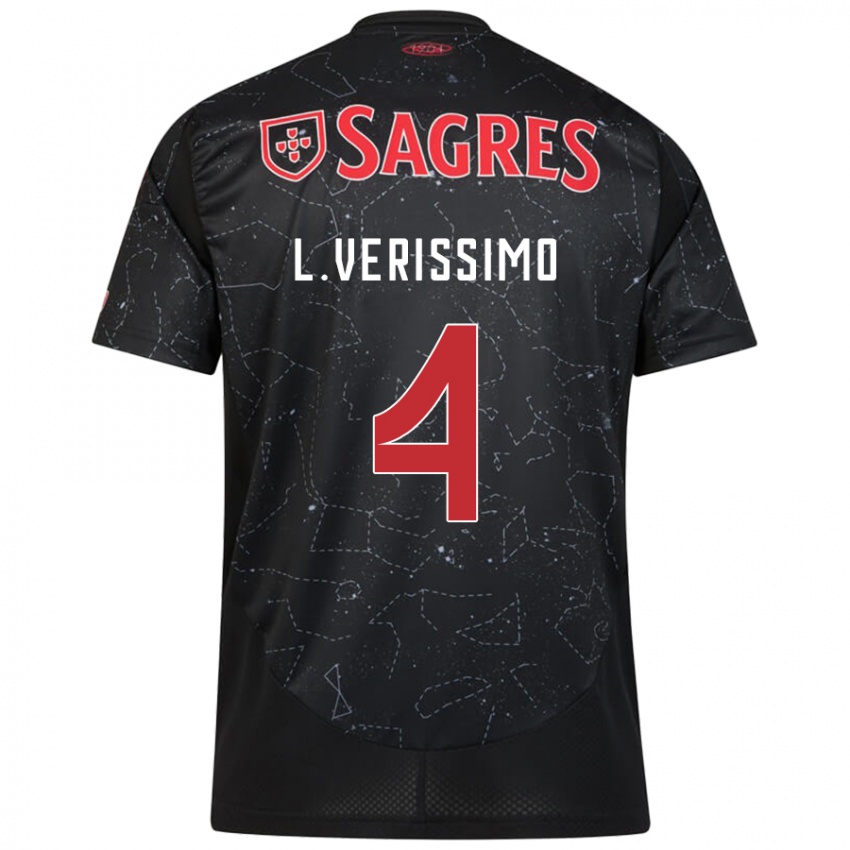 Hombre Camiseta Lucas Verissimo #4 Negro Rojo 2ª Equipación 2024/25 La Camisa