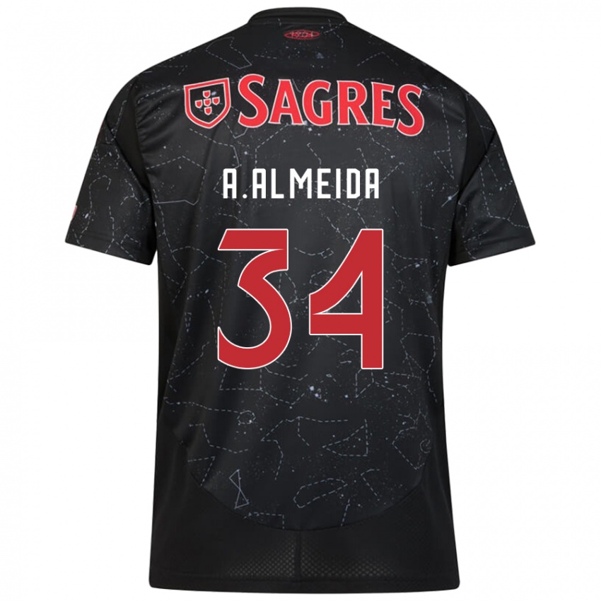 Hombre Camiseta Andre Almeida #34 Negro Rojo 2ª Equipación 2024/25 La Camisa