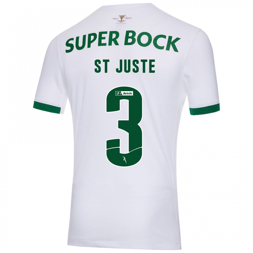 Hombre Camiseta Jerry St. Juste #3 Blanco Verde 2ª Equipación 2024/25 La Camisa