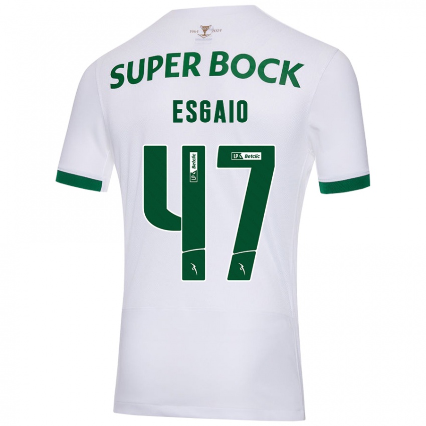 Hombre Camiseta Ricardo Esgaio #47 Blanco Verde 2ª Equipación 2024/25 La Camisa