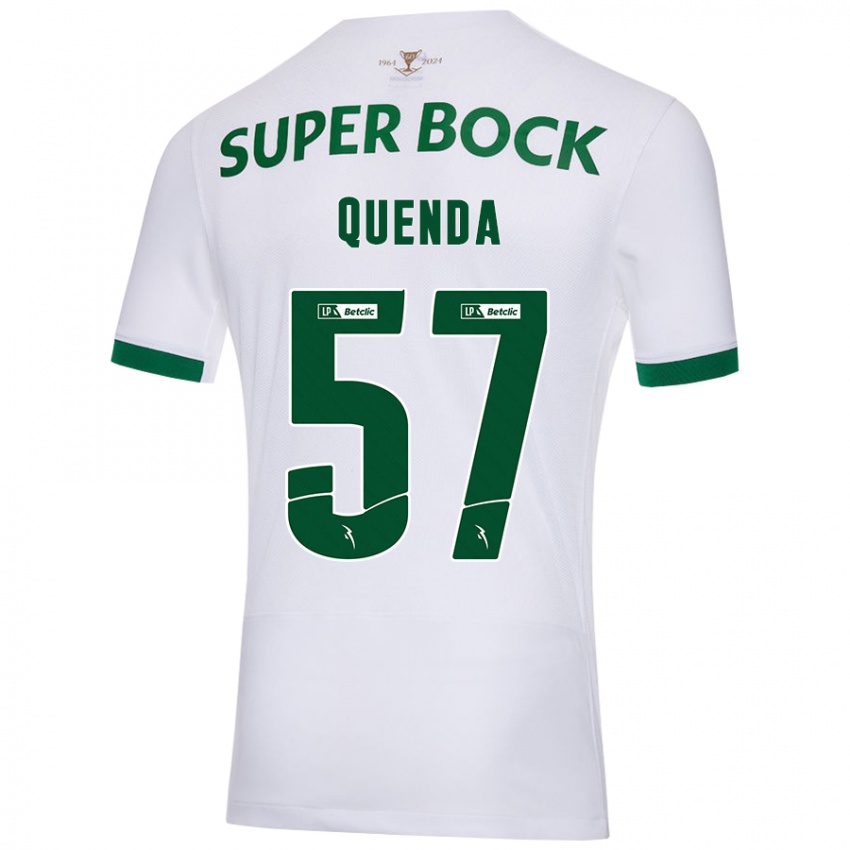 Hombre Camiseta Geovany Quenda #57 Blanco Verde 2ª Equipación 2024/25 La Camisa