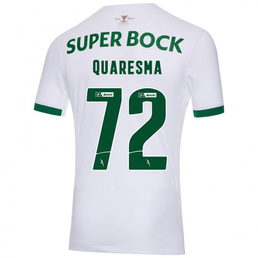 Hombre Camiseta Eduardo Quaresma #72 Blanco Verde 2ª Equipación 2024/25 La Camisa