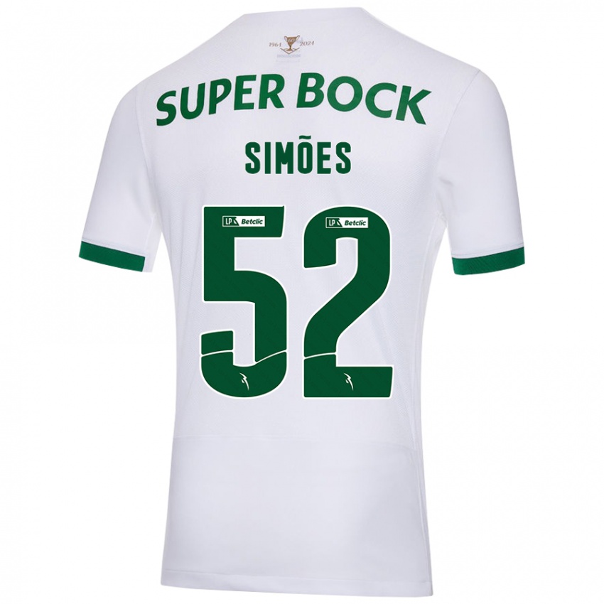 Hombre Camiseta João Simões #52 Blanco Verde 2ª Equipación 2024/25 La Camisa