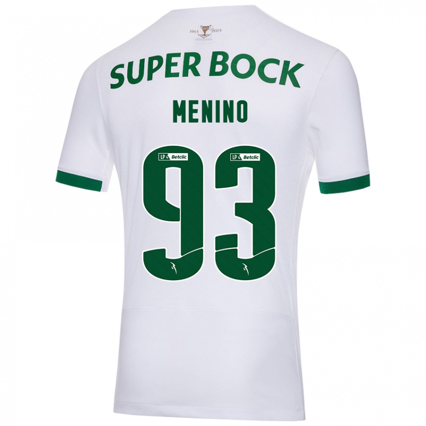 Hombre Camiseta Miguel Menino #93 Blanco Verde 2ª Equipación 2024/25 La Camisa