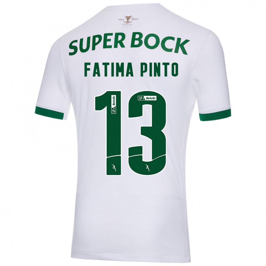 Hombre Camiseta Fátima Alexandra Figueira Pinto #13 Blanco Verde 2ª Equipación 2024/25 La Camisa