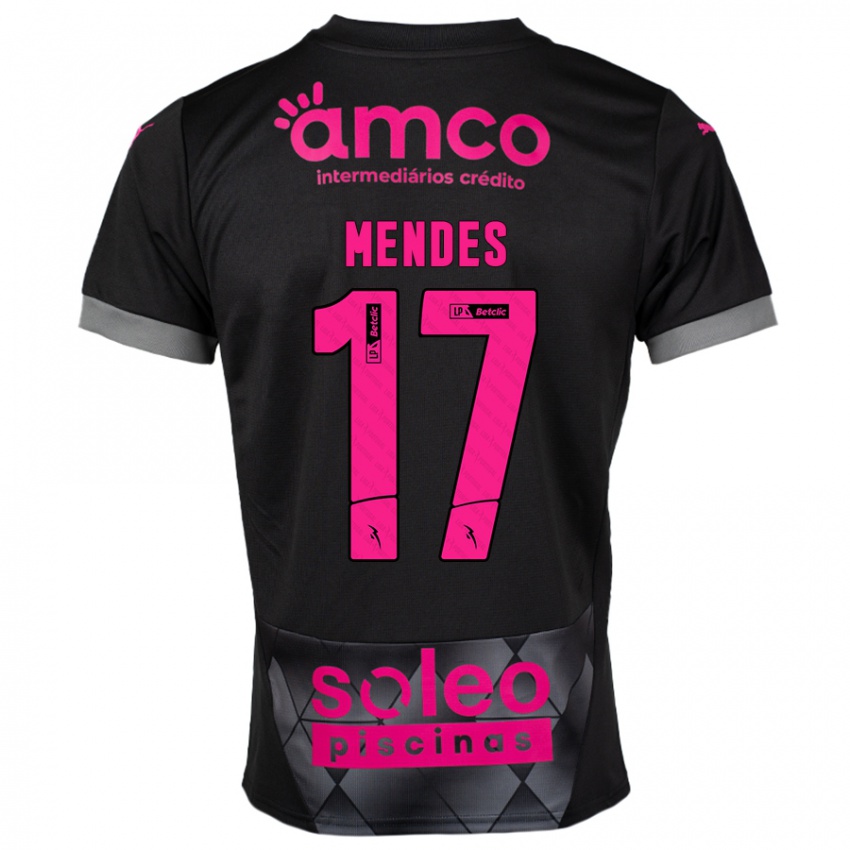 Hombre Camiseta Joe Mendes #17 Negro Rosa 2ª Equipación 2024/25 La Camisa