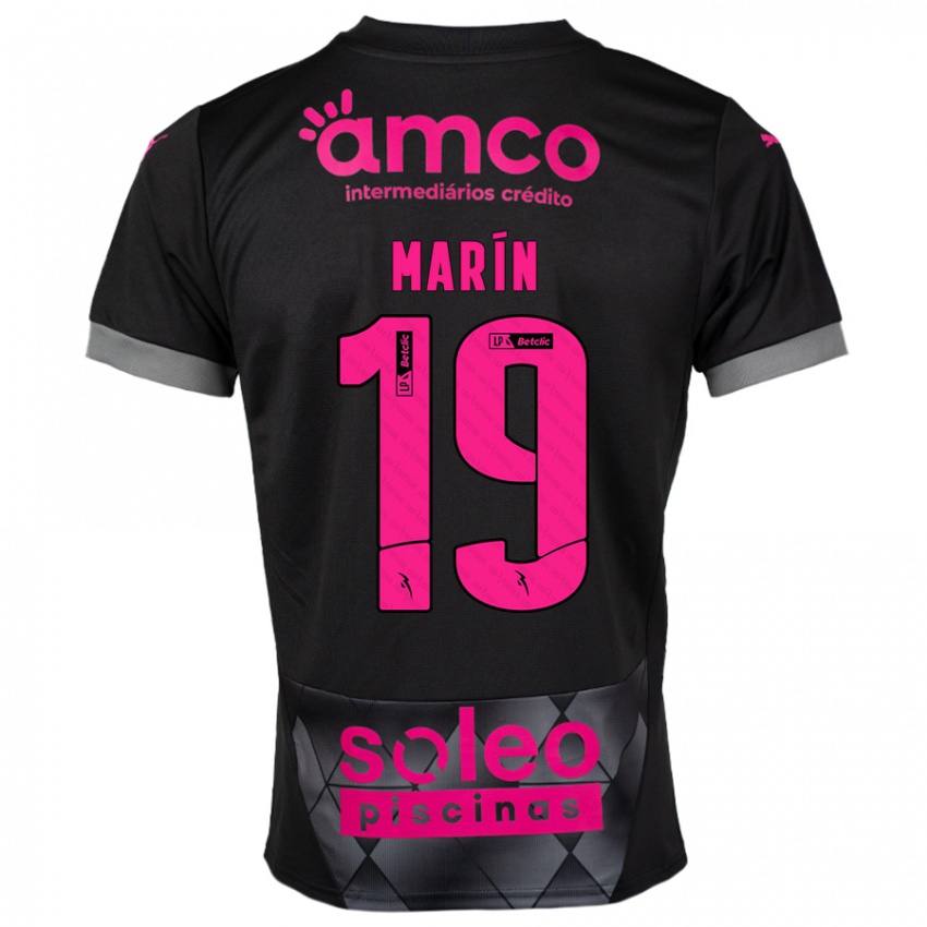 Hombre Camiseta Adrián Marín #19 Negro Rosa 2ª Equipación 2024/25 La Camisa