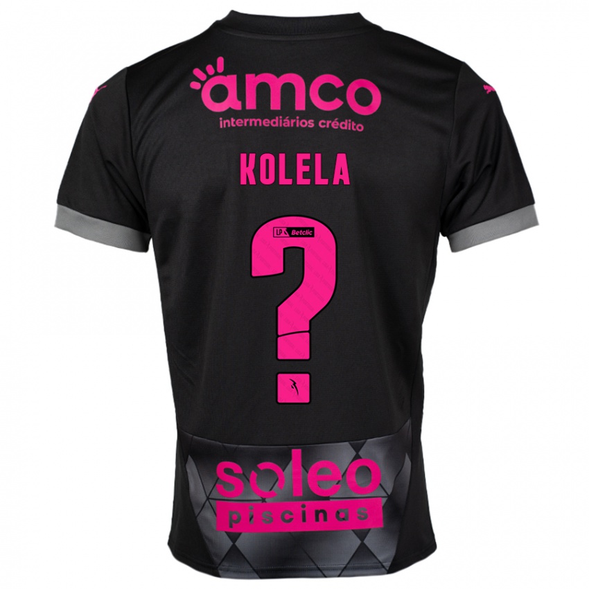 Hombre Camiseta Kyllian Kolela #0 Negro Rosa 2ª Equipación 2024/25 La Camisa