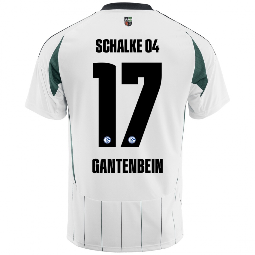 Hombre Camiseta Adrian Gantenbein #17 Blanco Verde 2ª Equipación 2024/25 La Camisa