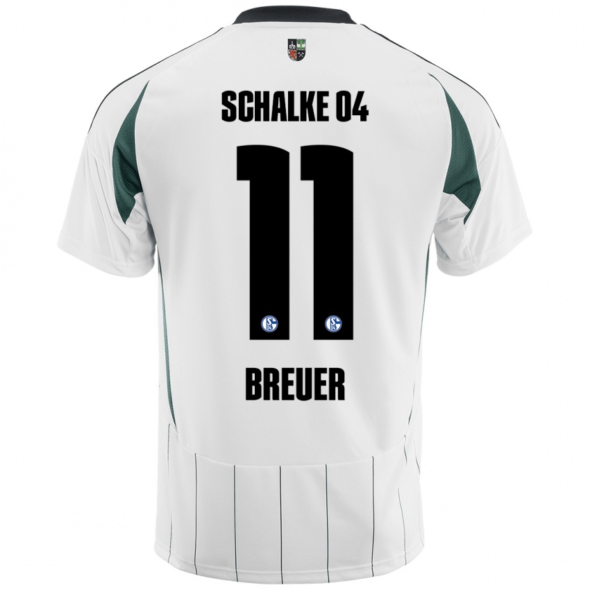 Hombre Camiseta Simon Breuer #11 Blanco Verde 2ª Equipación 2024/25 La Camisa