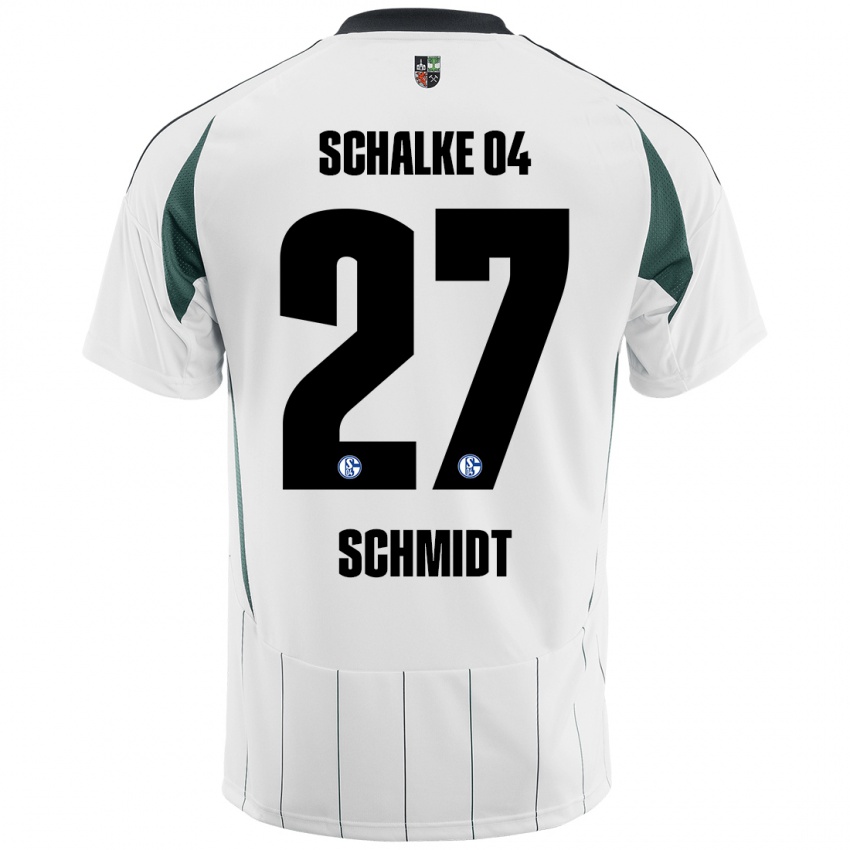 Hombre Camiseta Tim Schmidt #27 Blanco Verde 2ª Equipación 2024/25 La Camisa