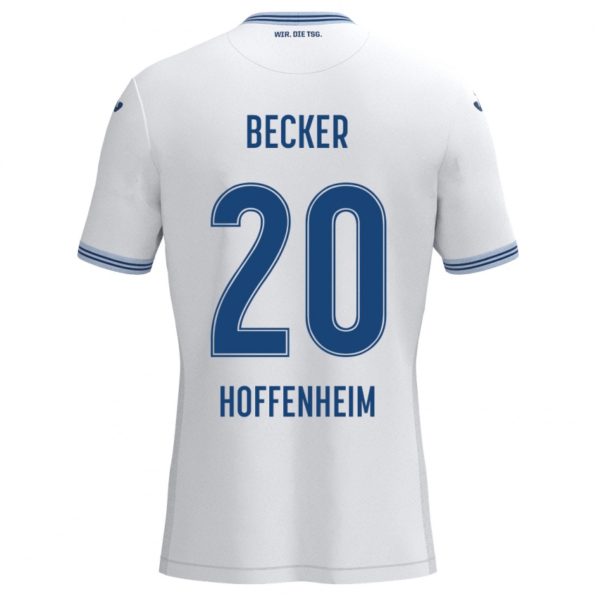 Hombre Camiseta Finn Ole Becker #20 Blanco Azul 2ª Equipación 2024/25 La Camisa