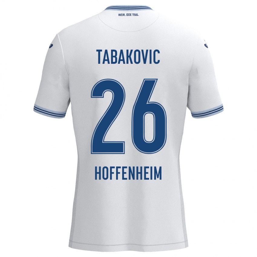 Hombre Camiseta Haris Tabakovic #26 Blanco Azul 2ª Equipación 2024/25 La Camisa