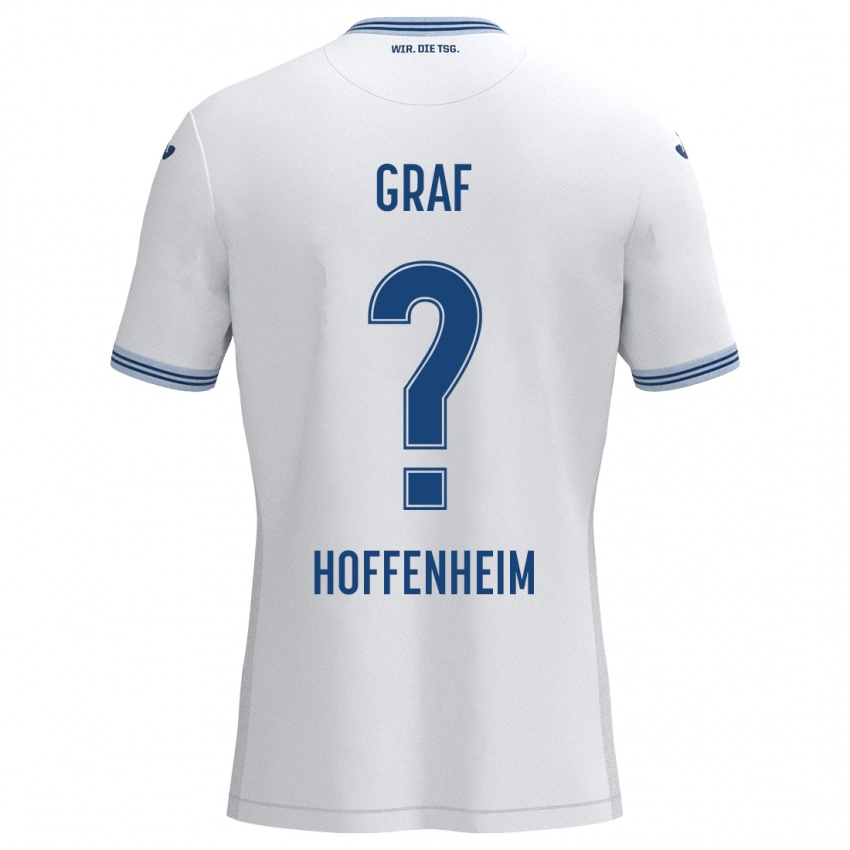 Hombre Camiseta Julian Graf #0 Blanco Azul 2ª Equipación 2024/25 La Camisa