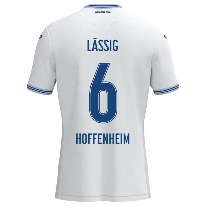 Hombre Camiseta Valentin Lässig #6 Blanco Azul 2ª Equipación 2024/25 La Camisa