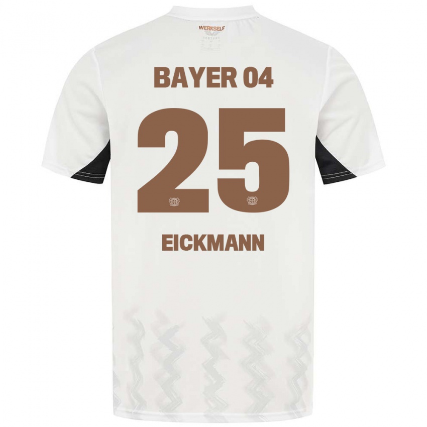 Hombre Camiseta Mia Eickmann #25 Blanco Negro 2ª Equipación 2024/25 La Camisa