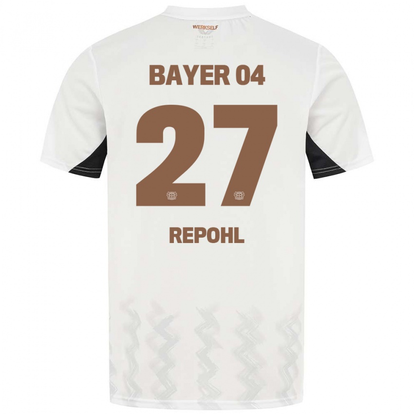 Hombre Camiseta Friederike Repohl #27 Blanco Negro 2ª Equipación 2024/25 La Camisa