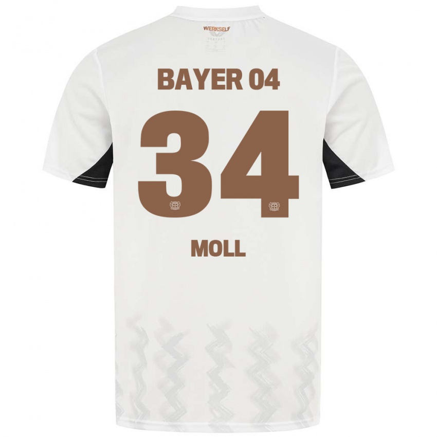 Hombre Camiseta Anne Moll #34 Blanco Negro 2ª Equipación 2024/25 La Camisa