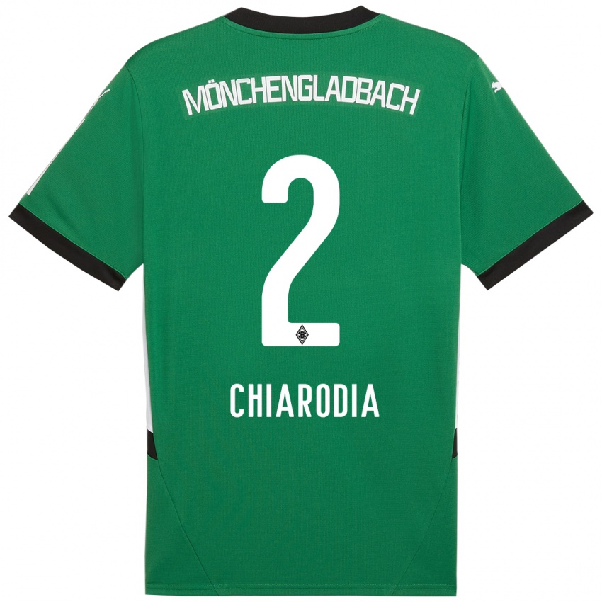 Hombre Camiseta Fabio Chiarodia #2 Verde Blanco 2ª Equipación 2024/25 La Camisa