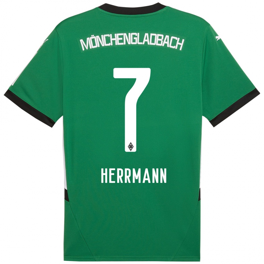 Hombre Camiseta Patrick Herrmann #7 Verde Blanco 2ª Equipación 2024/25 La Camisa