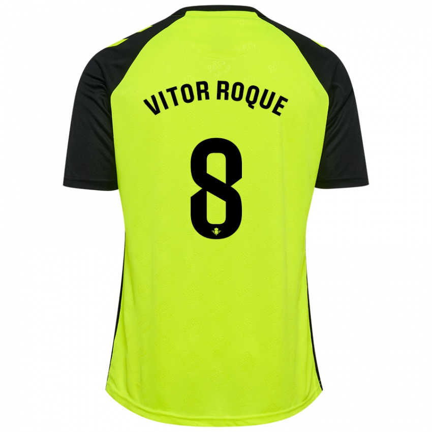 Mujer Camiseta Vitor Roque #8 Negro Rojo 2ª Equipación 2024/25 La Camisa