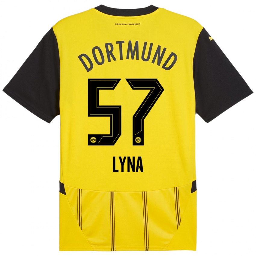 Mujer Camiseta Schwarz Lyna #57 Amarillo Negro 1ª Equipación 2024/25 La Camisa