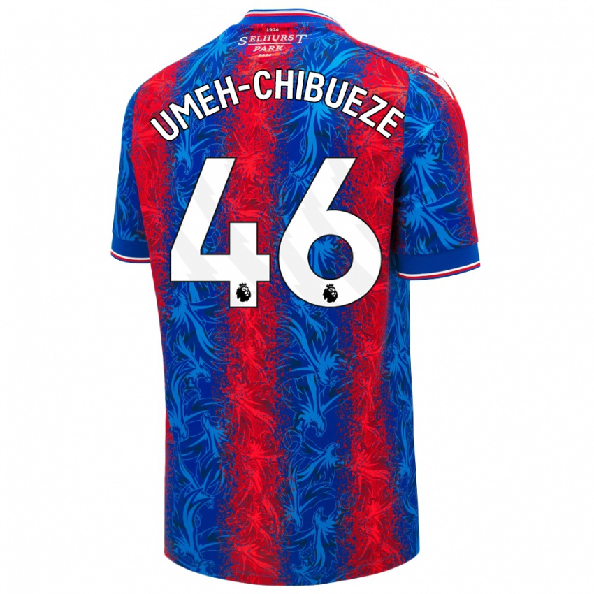 Mujer Camiseta Franco Umeh-Chibueze #46 Rayas Rojas Y Azules 1ª Equipación 2024/25 La Camisa